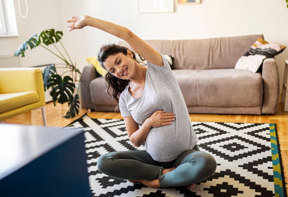 pregnant woman stretching